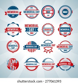 Happy Memorial Day Logo Vector Card Celebration Poster Sale Background Label Banner