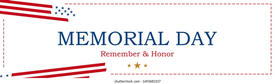 Happy Memorial Day. Minimalistic greeting card with USA flag on white background. National American holiday event. Flat vector illustration EPS10