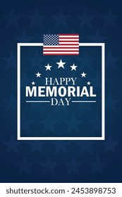 Happy Memorial day Mobile wallpaper with american flag and frame vector illustration graphic design