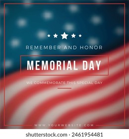 Happy Memorial Day National american holiday blurry american flag vector background