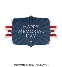 Happy Memorial Day national Sign with Ribbon