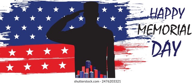 Happy Memorial Day Post and Banner Design. Memorial Day USA Celebration with Text and Soldier Vector Illustration EPS editable file Happy Memorial Day Post and Flyer Template.