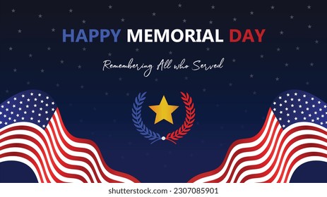 Happy Memorial Day post with blue star background