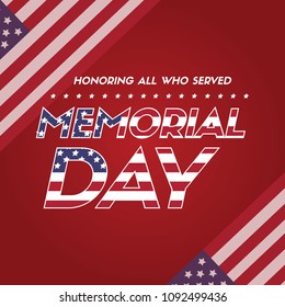 Happy memorial day poster flag american