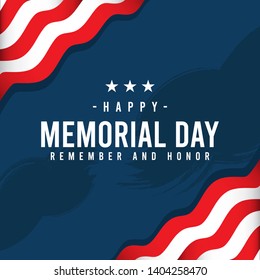 Happy Memorial Day. Remember and honor with united states of america flag, Vector illustration.