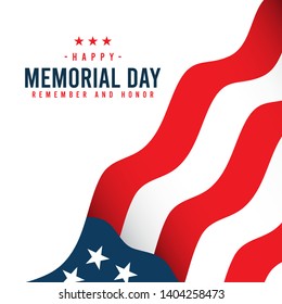 Happy Memorial Day. Remember and honor with united states of america flag, Vector illustration.