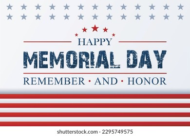 Happy Memorial Day, remember and honor with USA flag, Vector illustration.