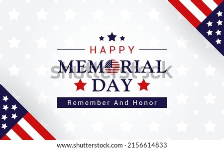 Happy Memorial Day - Remember and honor Greeting on white star pattern background vector design.