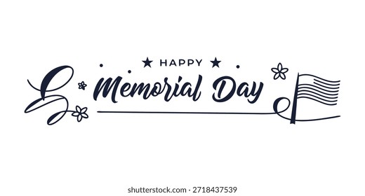 Happy Memorial Day Script Tipografia Vetor Ilustração