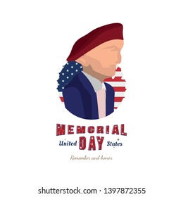 Happy Memorial Day with Soldier. Illustration of United States military. Flat illustration EPS10