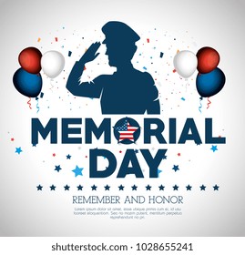 happy memorial day soldier silhouette