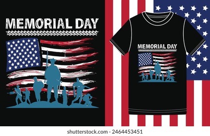 Happy Memorial Day T-shirt design, Memorial Day vector, illustration, with handwritten lettering With Honor and Gratitude Always Remember Veterans Never Forget T shirts design on American flag BG 