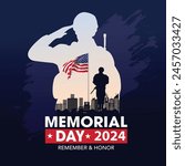 happy memorial day USA. American soldier with flag. vector illustration design