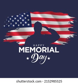 happy memorial day USA. American old soldier back view. vector illustration design