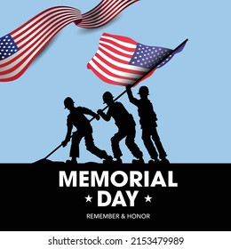 Happy Memorial Day USA. American Soldier With Flag. Vector Illustration Design