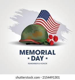 Happy Memorial Day USA. American Soldier Cap With Flag. Vector Illustration Design