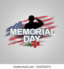 happy memorial day USA. American soldier with flag. vector illustration design