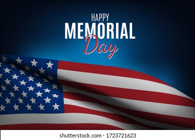 Happy Memorial Day with USA flag. Vector illustration.