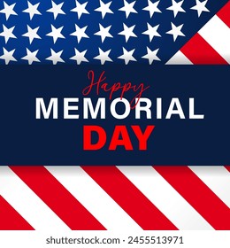 Happy Memorial Day, USA flag banner. Vector illustration