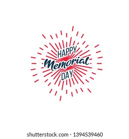 Happy Memorial Day USA greeting card design template. Remember and Honor flat design. EPS10
