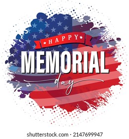 Happy MEMORIAL day USA grunge flag banner. Remember and Honor poster. Vector illustration