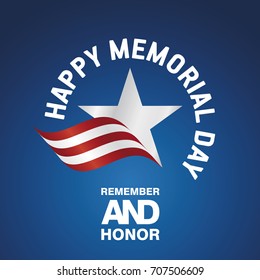 Happy Memorial Day USA logo star ribbon blue background