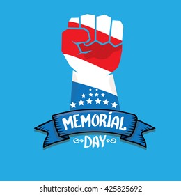 Happy Memorial Day vector background . Memorial day greeting card background. USA memorial day label. Memorial day banner with clenched fist