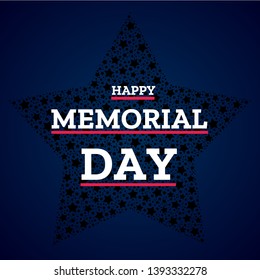 Happy Memorial Day vector concept. National american holiday card with big star and text. Festive poster or banner. Flat template for design.