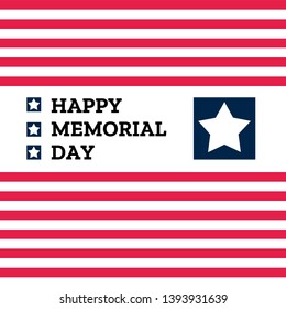 Happy Memorial Day vector concept. National american holiday card. Festive poster or banner. Flat design 2019.