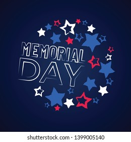 Happy Memorial Day. vector concept. National american holiday card with red and blue stars and text. Flat template for design.