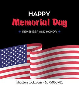 Happy memorial day. Vector dark greeting card