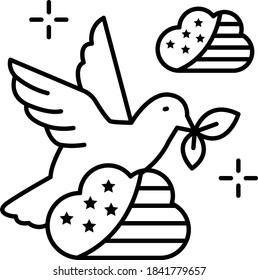 Happy Memorial Day Vector Icon Design, Presidential elections in United States Symbol on White background, Dove of peace with US Flag Concept, 