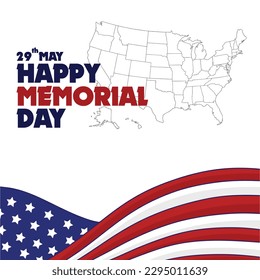 Happy Memorial Day Vector, perfect for office, company, school, social media, advertising, printing and more