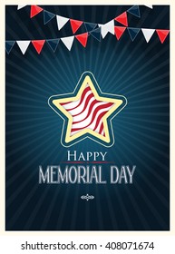 Happy Memorial Day vector poster background. Stars and Stripes