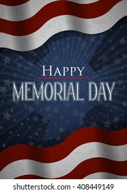 Happy Memorial Day vector poster background. Stars and Stripes