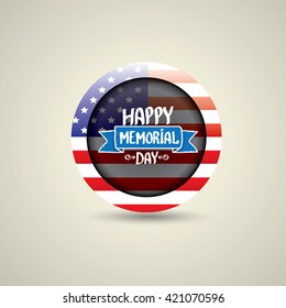Happy Memorial Day vector round badge or sticker . Memorial day greeting card background. USA memorial day round label.