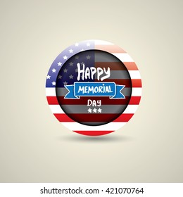 Happy Memorial Day vector round badge or sticker . Memorial day greeting card background. USA memorial day round label.