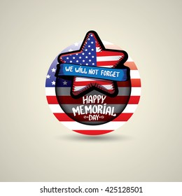 Happy Memorial Day vector round badge or sticker . Memorial day greeting card background. USA memorial day round label. Memorial day banner