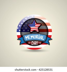 Happy Memorial Day vector round badge or sticker . Memorial day greeting card background. USA memorial day round label. Memorial day banner