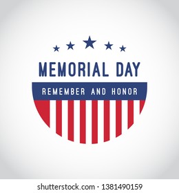 Happy memorial day vector template. Design for greeting cards, banner or print.