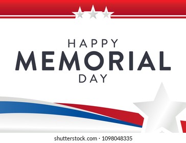 Happy Memorial Day Vector Text Typographic Background