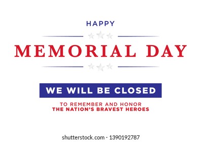 Happy Memorial Day Vector Text Illustration Background