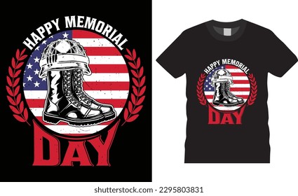 Happy Memorial Day veteran t-shirt design vector illustration. USA Memorial Day typography shirt designs with black background graphic vector. Independence Day t shirts ready for print, poster pod