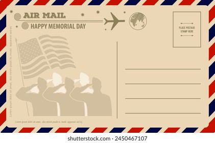 Happy Memorial Day Vintage Postcard. Vector illustration