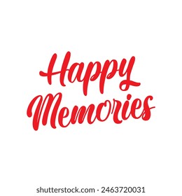 happy memories text on white background.
