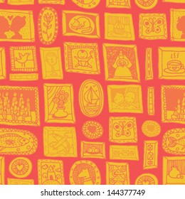 happy memories yellow seamless pattern