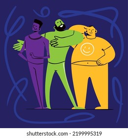 happy men characters, abstract design