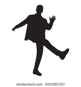 Happy men dancing silhouette expression of joy, fun, success, excited, happy