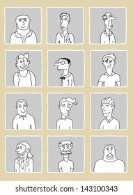 Happy Men Faces Set - one from the series of similar images