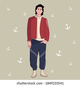Happy Men Vector Illustration Set